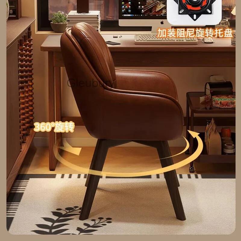 Leatherwork Table - Кожаное винтажное компьютерное кресло, вращающееся на