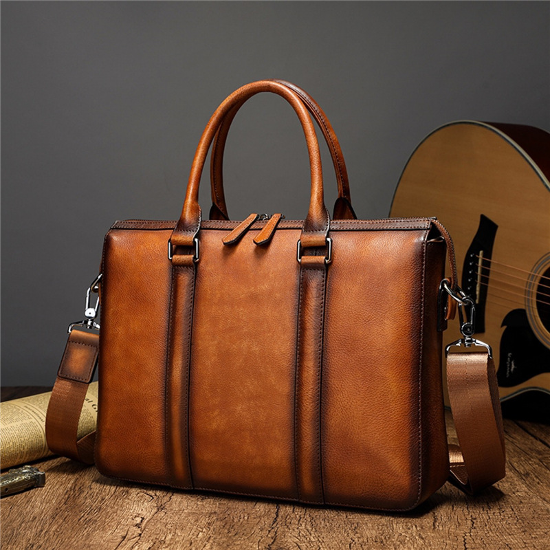 Leather Work Bag Men - Деловой портфель YETTIES из натуральной кожи