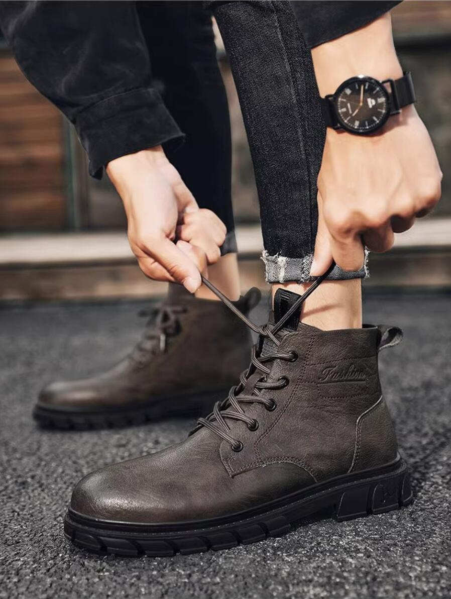 Leatherwork Designs - Зимние мужские ботинки Уличные кожаные ботильоны