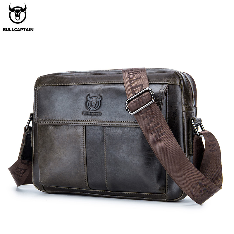 Leather Work Bag Men - BULLCAPTAIN Мужская сумка через плечо из