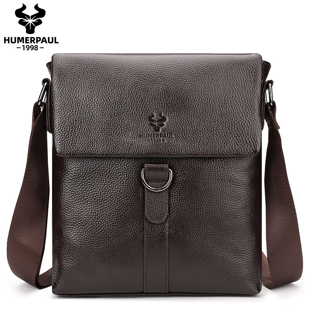 Leather Work Bag Men - Сумка на плечо HUMERPAUL мужская из
