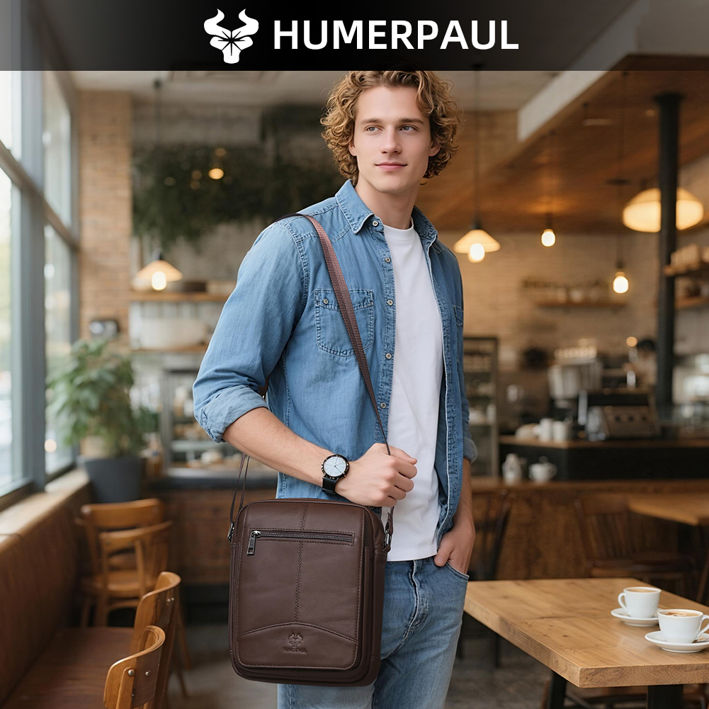 HUMERPAUL Мужская сумка через  – обзор и цена Leather Work Bag Men